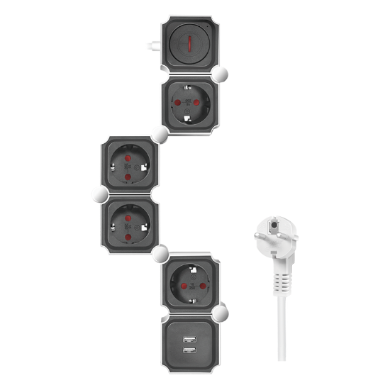 Slika Logilink fleksibilni produžni kabl 4 mesta, 2 USB, 1.5m