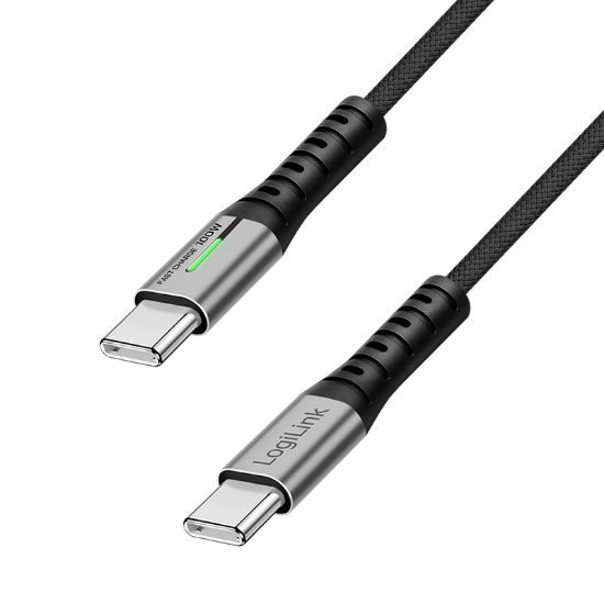 Slika Logilink USB 2.0 Type C/M - C/M, E mark, 100W, LED, crni, 1m