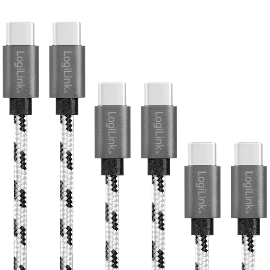 Slika Logilink USB 2.0 Type C, C/M na USB - C/M, 3-pak set 0.5 m / 1 m / 2 m