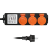 Slika Logilink produžni kabl outdoor 3 mesta, LCD displej potrošnje, 1.4m, IP44, crna